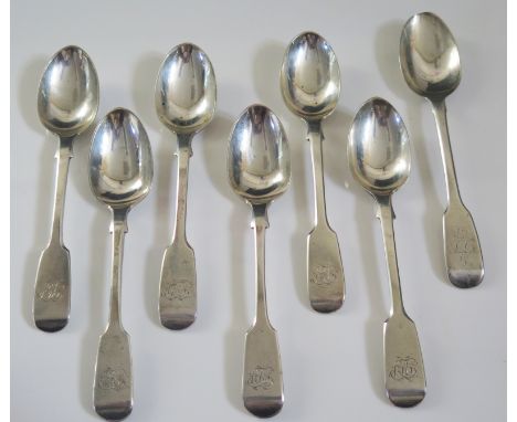 A Set of Six Victorian Silver Teaspoons, London 1876, Harrison Brothers &amp; Howson and one other, 181.5g 