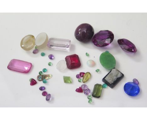 A Selection of Loose Hardstone Jewells including 20mm amethyst 