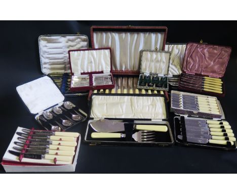 A Large Selection of Cased Electroplated Silver Flatware 