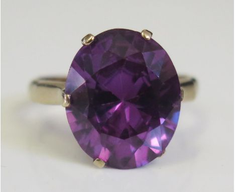 A 9ct Yellow Gold and Amethyst Dress Ring, 15x13mm stone, size O, 5.1g 