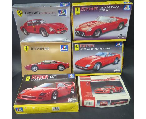 Five Italeri 1:24 Scale Model Kits Boxed. All have been assembled but some are damaged. 