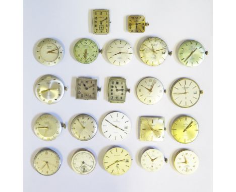 A Selection of Wristwatch Movements with Dials, including BULOVA, ROTARY, RECORD, WINEGARTENS, ACCURIST, GARRARD, etc. 
