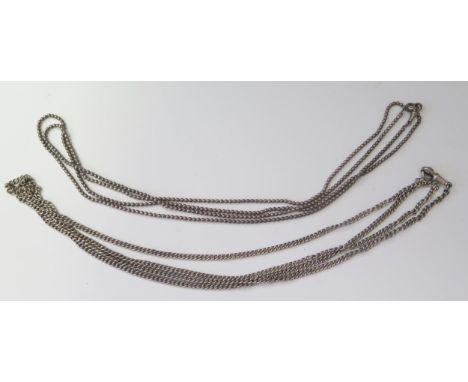 Two Antique Silver Guard Chains, longest 58", 93g 