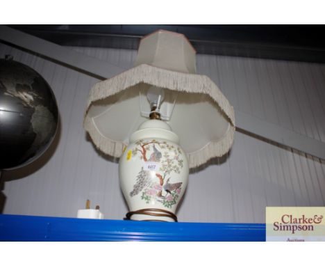 An Oriental style baluster table lamp complete with shade 