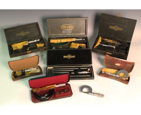 A collection of mainly mid-20th century engineering tools, contained within two carry cases and further boxes, including vari
