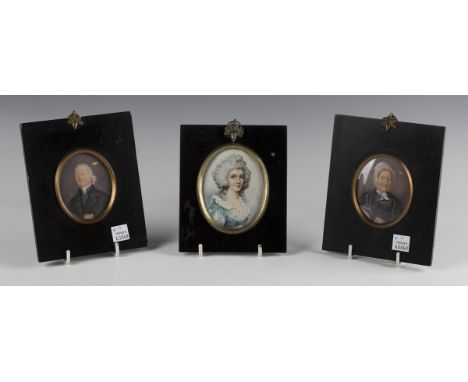 After Richard Cosway - a late 19th century watercolour on ivory portrait miniature of a lady, 8.5cm x 6.5cm, within a papier-