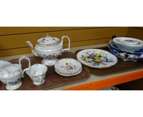Floral hand painted part-teaset (believed apprentice pieces) together with Minton bowl, Victorian twin-handled bowl, Royal Wo