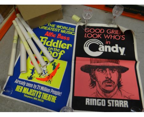 A box of rolled posters including Monaco Formula One, Candy Show, Evening Standard, Steam Traction Engine 'Princess Mary' ETC