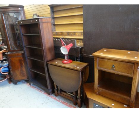 Furniture parcel including open bookcase, corner cabinet, TV stand, drop leaf table, anglepoise lamp ETC Condition reports pr