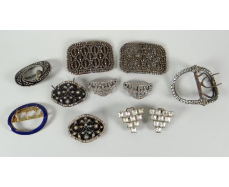 A parcel of vintage marcasite and enamel decorated belt buckles Condition reports provided on request by email for this aucti