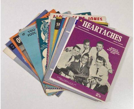 Approx 36 assorted pieces of mostly c 1960s Soul/Doo Wop/R&amp;B sheet music with artists to inc: The Heartaches, Shirelles, 