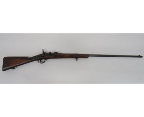 Obsolete Calibre Belgian Albini-Braendlin Musket 11 mm, 32 inch, smoothbore barrel.  Breech dated “1868”. Hinged up breech wi