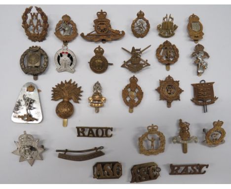 Selection of Corps Badges cap badges include darkened WAAC ... Brass, KC ATS ... Bi-metal, KC WRAC ... Gilt, QC Royal Observe