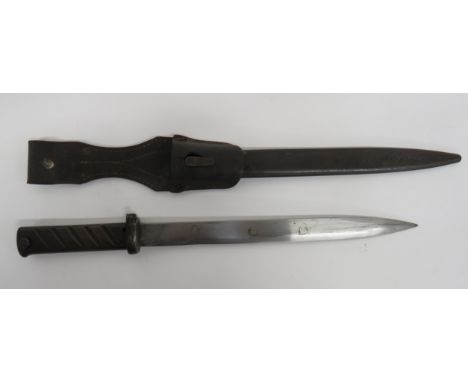 Imperial German M88/98 All Steel Ersatz Bayonet 12 1/2 inch, single edged blade with sharpened back edge point. Forte with In