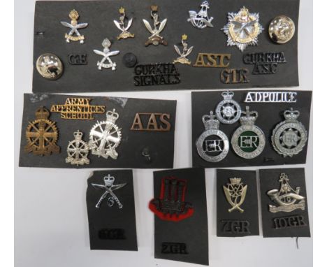 Selection of Various Badges Including Gurkha cap badges include white metal 10th Gurkha ... Blackened 2nd Gurkha ... White me