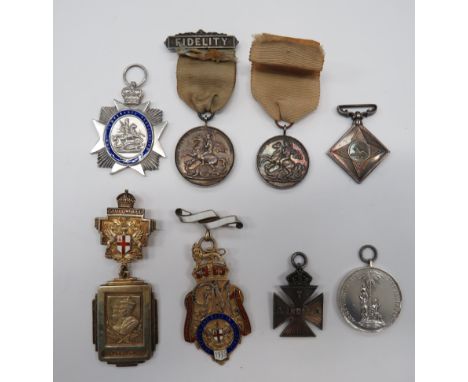 Selection of Various Medals and Medallions including silver hallmarked, gilt and enamel, Guildhall Coronation 1937 medal name