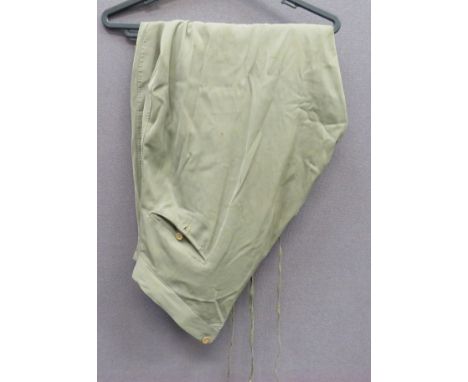 Pair of Interwar Officer’s Tropical Breeches light khaki cotton, high V back, wide leg breeches narrowing at the calf and sec