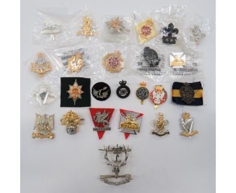 Selection of Modern Cap Badges including plated Royal Yeomanry ... QC plated and gilt RE Royal Monmouthshire ... Bi-metal Roy