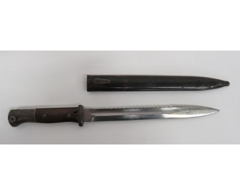 Imperial German Seitengewehr M1884/98 Sawback Bayonet 10 inch, single edged blade.  Rear sawback edge.  Wide fuller.  Forte u