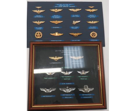 Good Selection of American Qualification Badges including gilt USN Astronaut ... Plated and gilt Army Senior Astronaut ... Pl