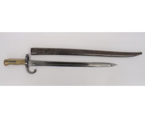 Imperial German 19th Century Bayonet 18 1/2 inch, single edged, 1871 style blade with large fuller.  The forte with maker “W 