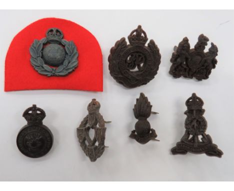 Small Selection of WW2 Plastic Economy Badges consisting KC Royal Marines (top of crown damaged) ... KC Pioneer Corps ... KC 