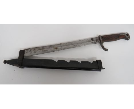 Unusual Post WW1 Converted M98 Bayonet Into a Log Splitter single edged, butcher bayonet with rounded point.  Steel, turn up 