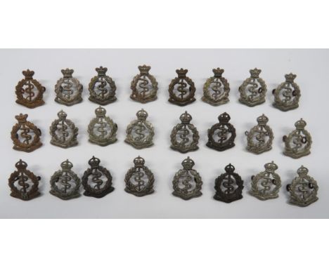 Good Selection of Royal Army Medical Corps Collar Badges consisting white metal, Vic crown Vol Medical Staff Corps ... 3 x wh