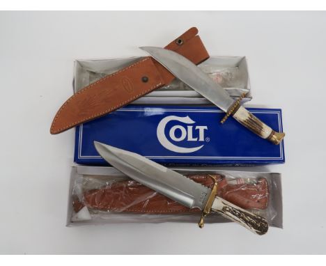 Modern Colt Commemorative  Bowie Knife 10 1/2 inch, single edged, clipped point blade.  The forte stamped “Colt Since 1836”. 