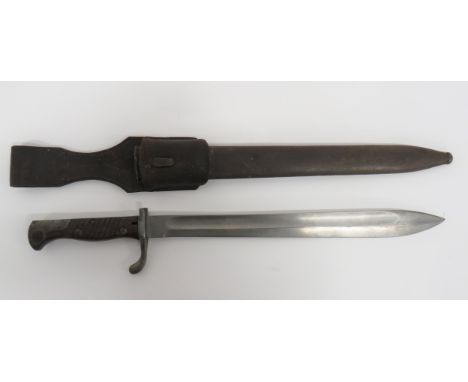 Imperial German Seitengewehr M1898/05 Early Pattern Butcher Bayonet 14 1/2 inch, single edged blade widening towards the poin