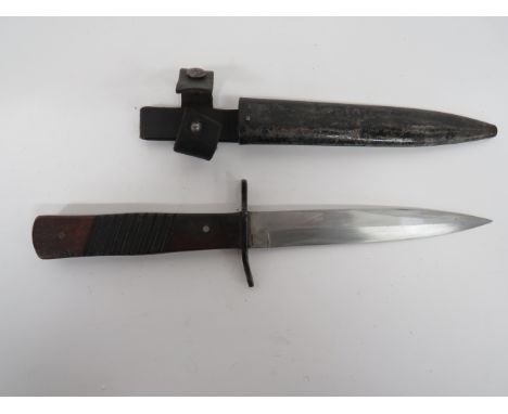 Imperial German “Demag” Combat Trench Knife 6 inch, single edged blade with sharpened back edge point. Forte with “Demag” wit