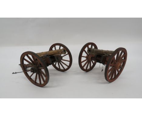 Well Made Pair of Napoleonic Period Field Cannon 20th century constructed models. 8 inch, cast bronzed barrels with crowned “