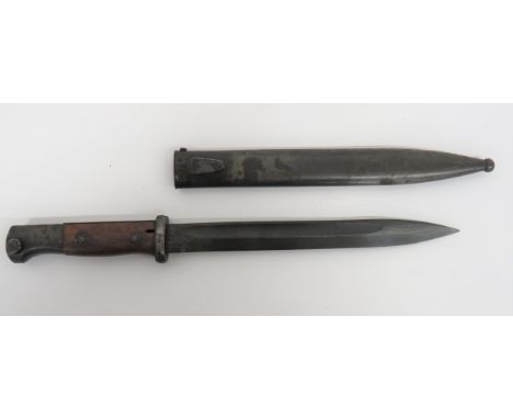 1944 Dated M98 Riveted Grip Bayonet&nbsp;10 inch, blued, single edged blade with narrow fuller. Forte marked “44.CVL” and rev