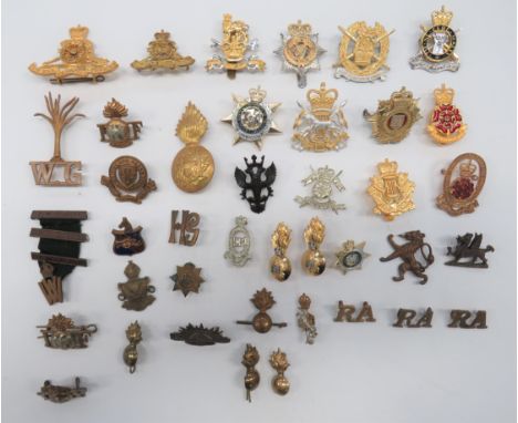 Selection of Various Badges including brass, QC Canadian Scots Fusiliers ... Bi-metal, QC Dorset Yeomanry ... Silvered and gi