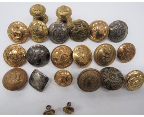 Small Selection of Victorian and Later Buttons including gilt 42nd ... Gilt Vic crown 97th ... Gilt 51st ... Gilt 15th ... Gi