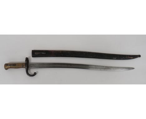 Imperial German Regimentally Marked French Chassepot Bayonet 22 3/4 inch, single edged, Yataghan blade with wide fuller.  Bac