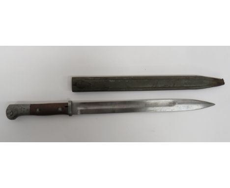 Imperial German Seitengewehr M1914 Bayonet 12 1/4 inch, single edged blade with wide fuller.  Forte marked “S.D.”.  Back edge