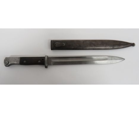 Imperial German Seitengewehr 1884/98 2nd Type Bayonet 9 3/4 inch, single edged blade.  Long fuller.  Forte with maker “J Mehl