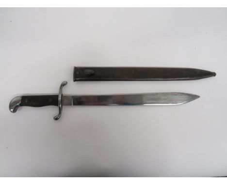 Argentinian M1909 Short Sidearm 14 3/4 inch, single edged blade widening towards the point.  The forte marked “Weyersberg Kir