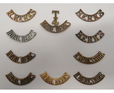 Small Selection of Berkshire Shoulder Titles brass titles include T4 Royal Berks ... Royal Berks ... R. Berks ... R Berkshire