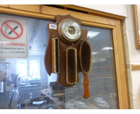 Mid 20th century Hall Barometer and Clothes Brush Set