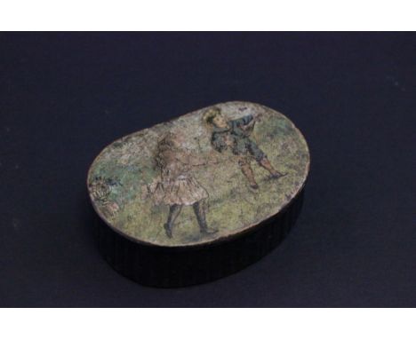 A 19th century snuff box decorated with children playing 