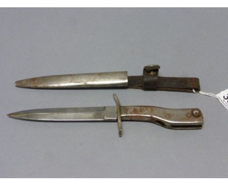 Dagger with white metal grip and sheath