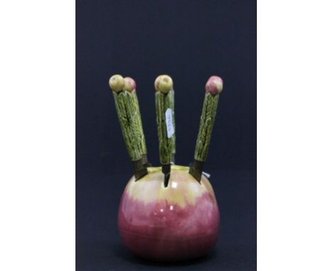 Ceramic fruit knife holder with six knives