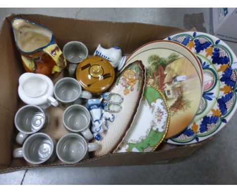 Box containing Studio Pottery, Carltonware, Doulton etc