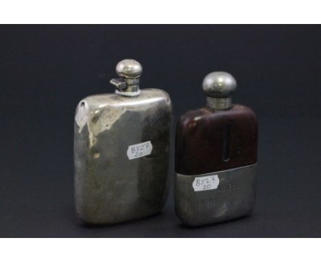 Silver plated hip flask and one other