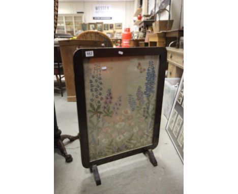 1930's / 40's Oak Framed Firescreen with Needlework Panel