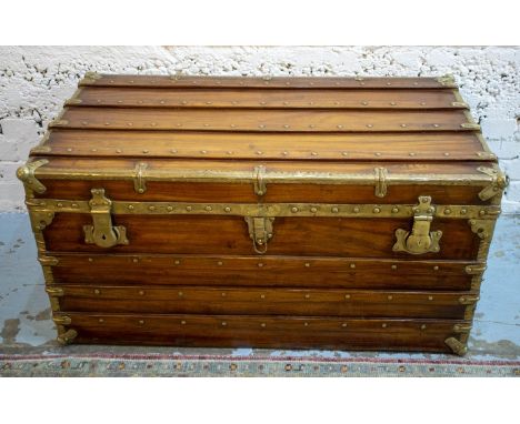 TRUNK, 50cm H x 100cm x 56cm, 19th century camphorwood, brass bound and battened throughout. 
