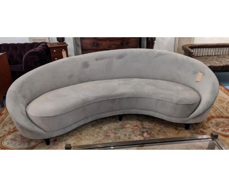 SOFA, 1950s Italian style, grey velvet upholstered, 250cm W. 