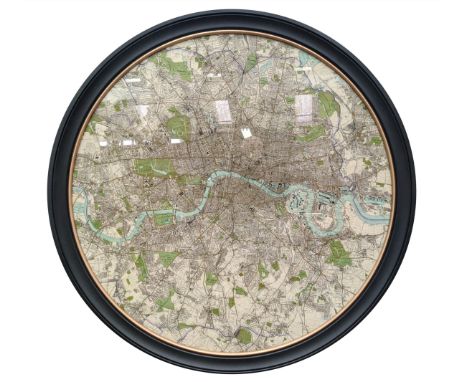 AFTER EDWARD MOGG, 'London C1905' lithograph, 105cm diam, framed. 